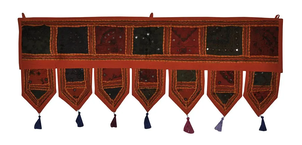 Indian Embroidered Door Hanging Mirror Work Toran Window Valance Topper Handmade Cotton Vintage Window door hanging wholesale