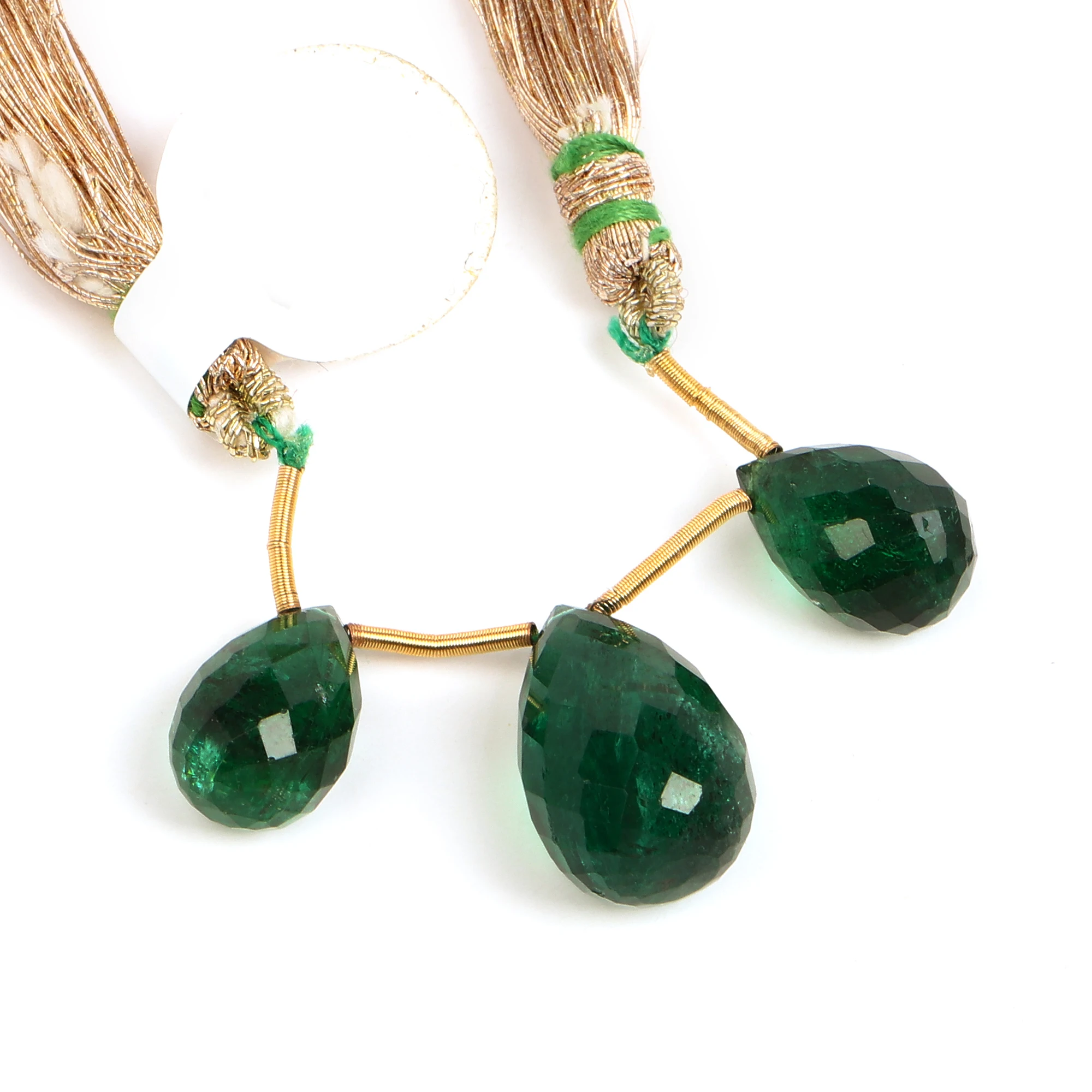 100% Natural Emerald Faceted Tear Drop Shape Gemstone Beads Side Drill Faceted Drop Beads Wholesale Beads