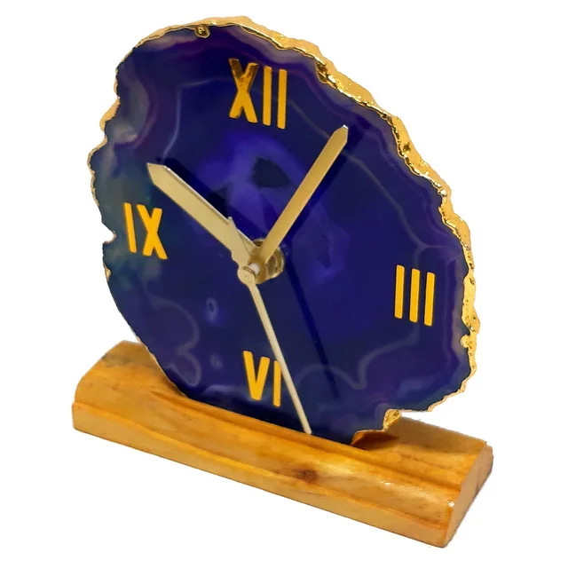 Natural Purple Agate Stone Beautiful Slices Disk Clock For Home Decoration | Agate Clock With Wooden Stand |Buy Jilaniagate