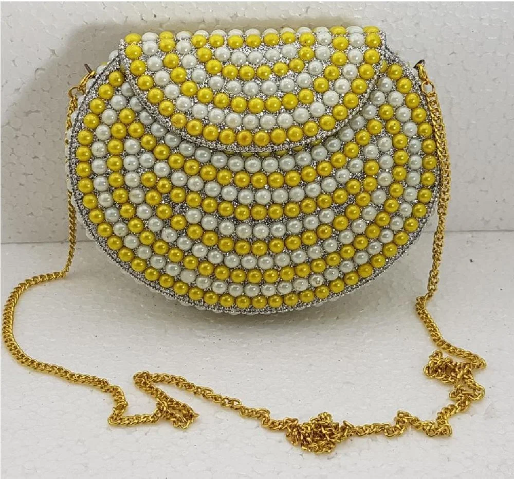 Hot Selling Stylish Metal Mosaic Clutch Bag Luxury Vintage Party Evening Purse with Stone Pattern Envelope Style