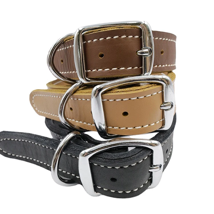 Free Sample Rawhide Leather Stripe Leather OEM Dog Collar