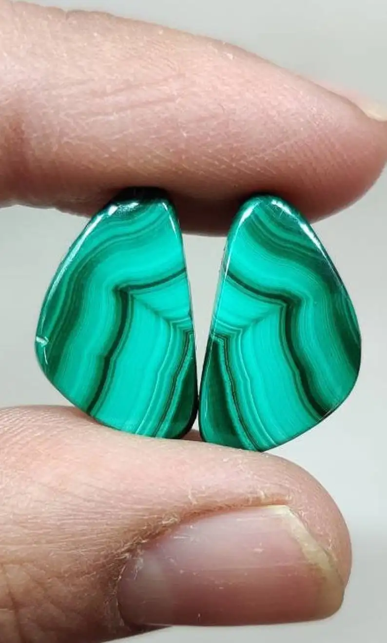 100% Natural Green Malachite Flat Fancy Shape Cabochon Gemstone for 925 Sterling Silver Jewelry Making Rings Necklace Bracelet