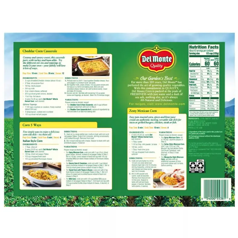 DelMonte консервированная банка из цельной кукурузы 15,25 унции (12 шт. в упаковке)