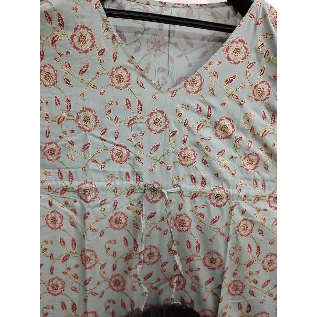  Индийский хлопок костюм накидка Восточный Халат длинный халат ручной работы с цветочным принтом в этническом стиле длинная ночная рубашка макси платье кафтан Ночной для дам