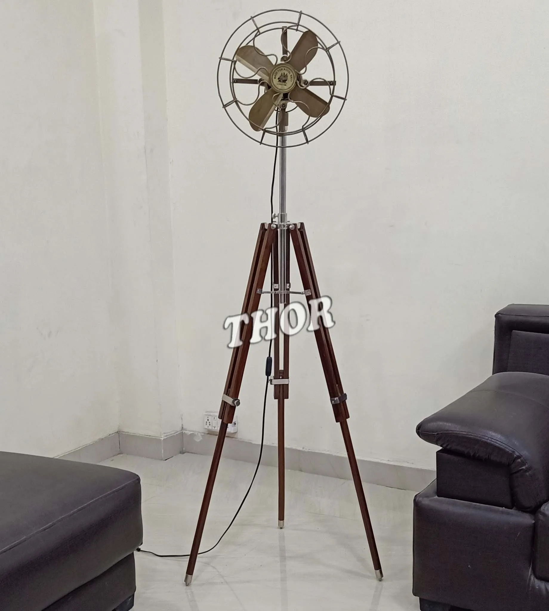 Античный латунный напольный вентилятор сделанный для Королевского флота лондонского дизайна античный внутренний с подставкой домашний декор