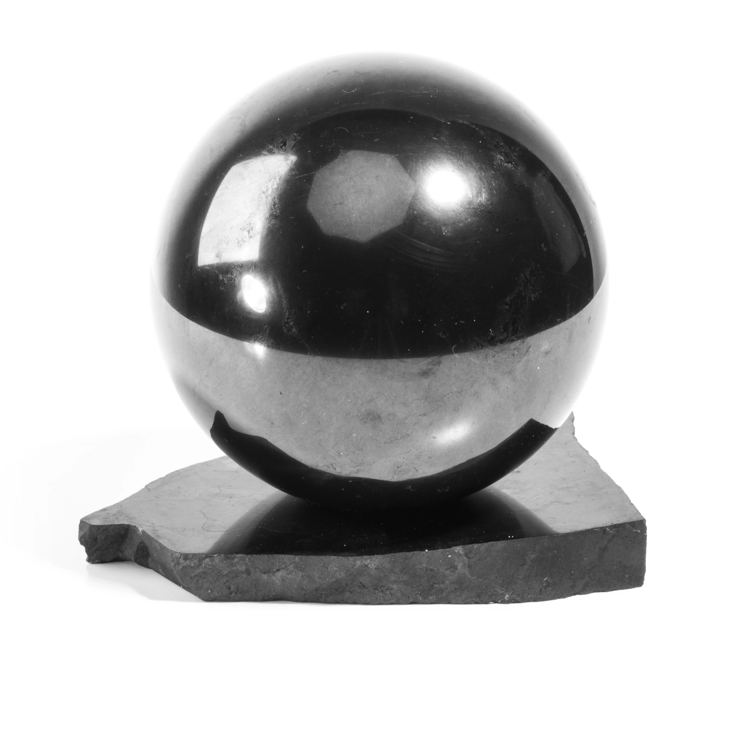Polished sphere with support, 7cm, sphere holder, promotional items, schungit stein, karma, vivi, cadeau, memento