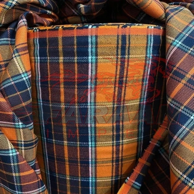 Yellow Blue Brushed Yarn Dyed Flannel Shirting Fabric 100% Cotton Non Shrink