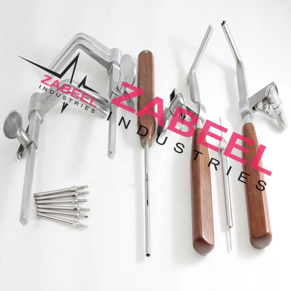 Caspar Vertebral Body Distractor w/ Drill Guide Screw Driver & Screws 12 PCs Set orthopedics Veterinary Medical By Zabeel