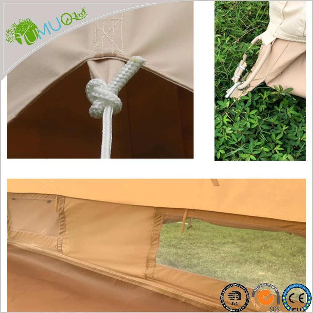 YumuQ 2.6M Waterproof Glamping Cotton Canvas Wall Tent, Luxury Camper Awning Tent for Outdoor Camping, Hotel