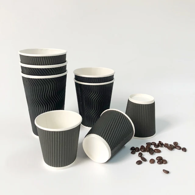 Disposable paper cup for hot drinks  8oz ripple wall paper cups for takeaway coffee cup custom