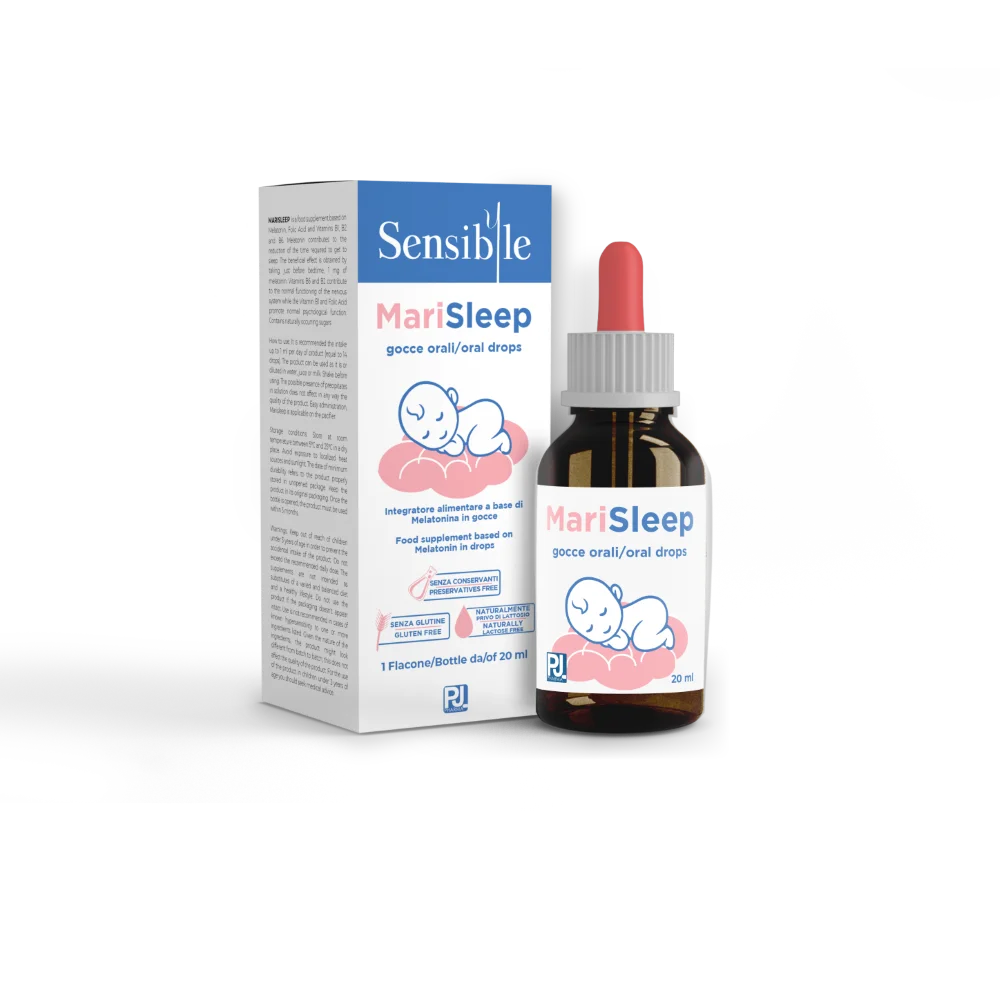 Gruppo Farmaimpresa high quality italian products Melatonin and Vitamin B insomnia in children 20 ml drops in bottle MARISLEEP