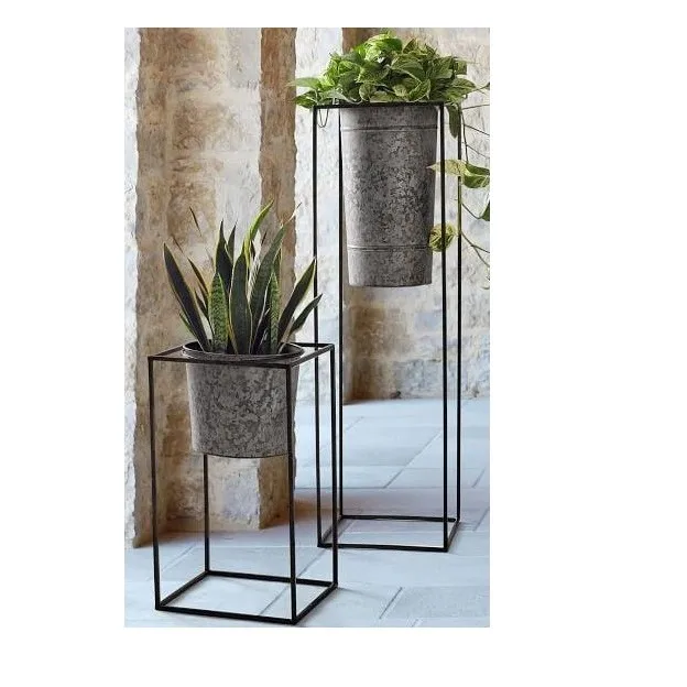Flower Pot Decorative Black Garden Indoor Outdoor Iron Big Large Wholesale Metal Stand Plant Flower Pots Planters For Plant