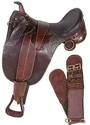 Handmade Genuine Leather Horse Saddlery australian stock saddle with horn