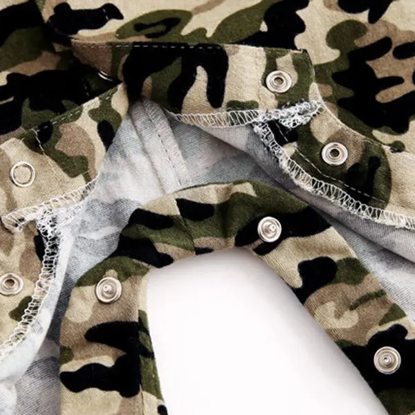 Wholesale Military Camo Outfits Baby Boy Girls Romper Button Long Sleeve Jumpsuit For Girls