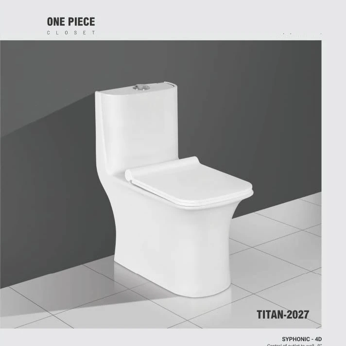 Ceramic Vitreous One piece toilet with P and S Trap white glazed 685 X 710 mm with Siphon Flushing system bidet with fittings