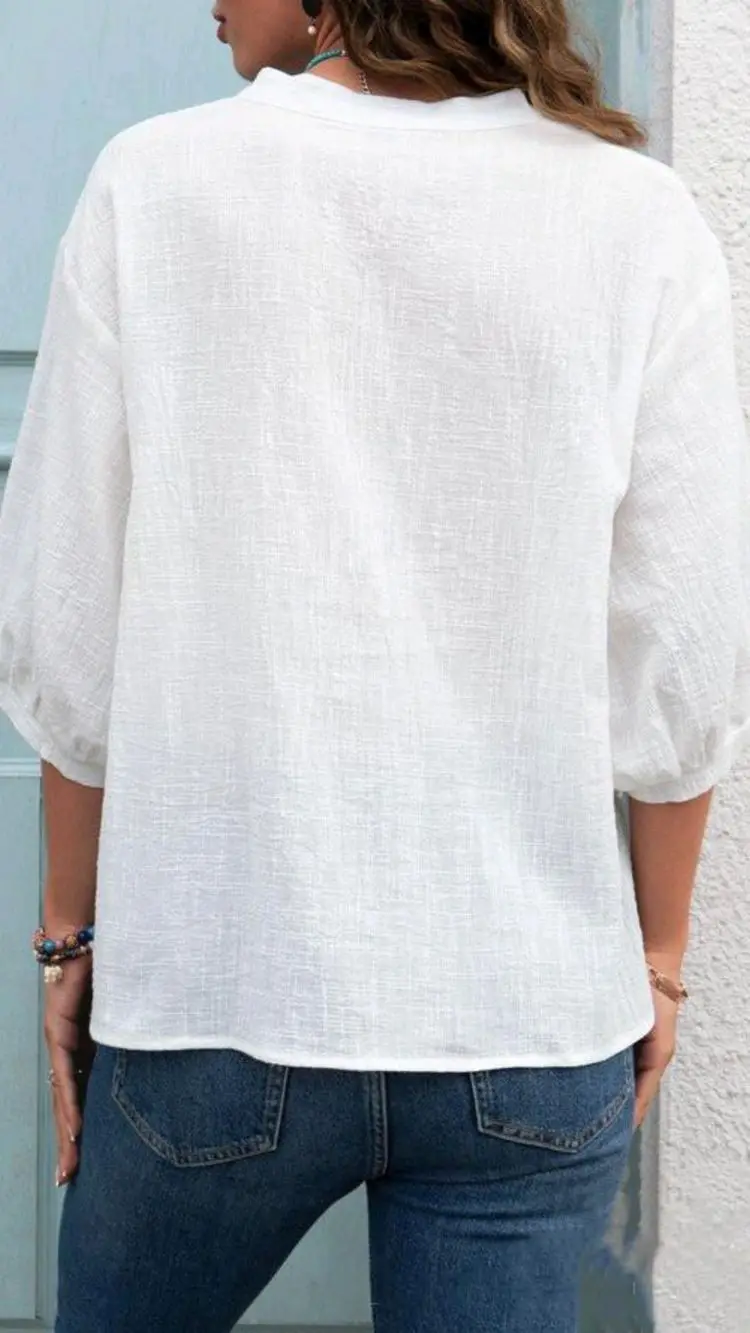 Linen Newly Designer White Solid Oversize Fashionable Custom Casual Shirt Women Stylish Women Shirt