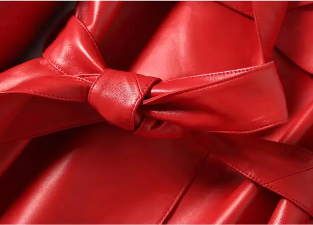 High Quality Genuine Leather Pure Sheepskin Leather Women Long Coat Spring Autumn