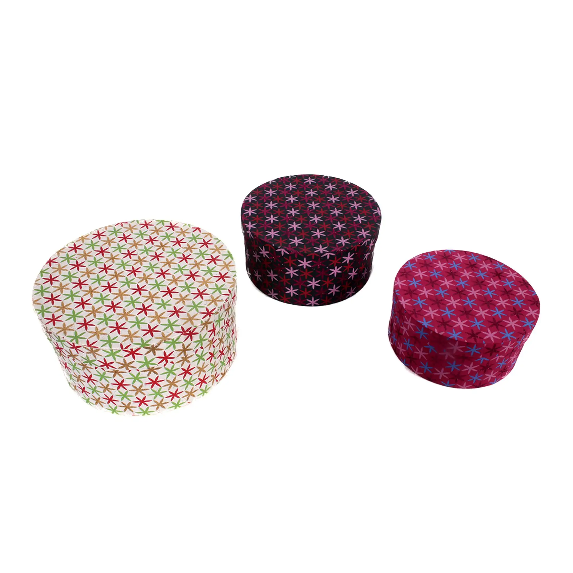 Rigid Paper Gift Box White/Pink/Black Star Printed Decorative Handmade Paper Box for Gift Packaging Round Shaped Paper Gift Box