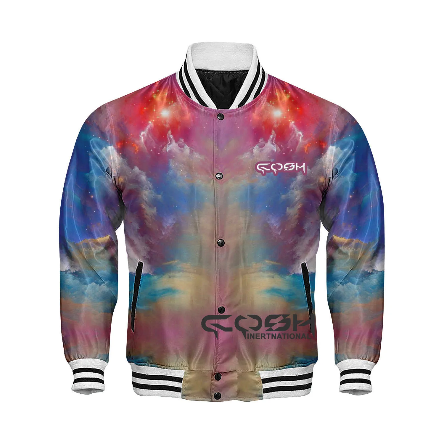 Best Selling Digital Printed Satin Sports And Team Wear Baseball jacket Long Sleeve Windproof Bomber Jacket Vendor From Pakistan