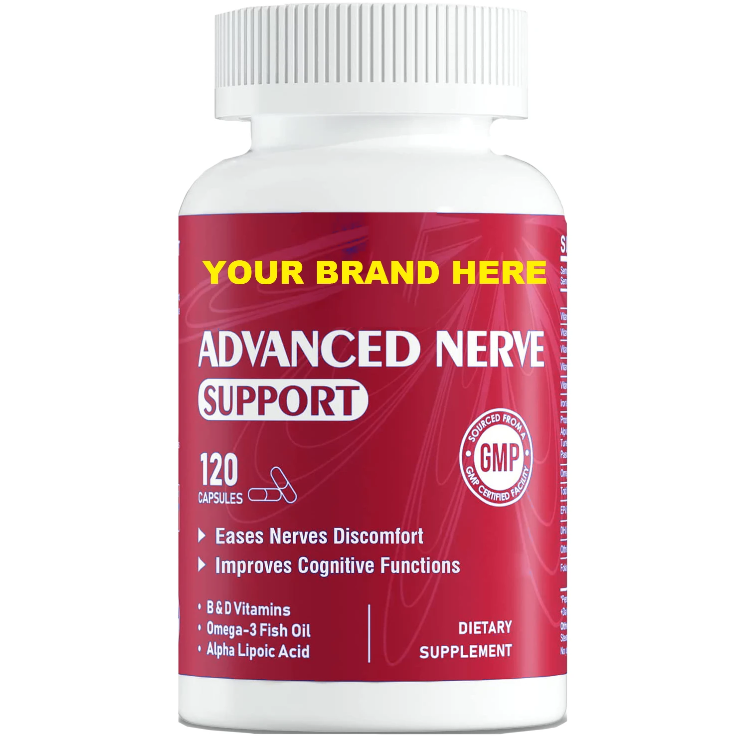 Neuropathy Pain Relief 120 Caps- Nerve Support Formula with Alpha Lipoic Acid, Acetyl-L-Carnitine, Omega-3, Vitamin B, Turmeric