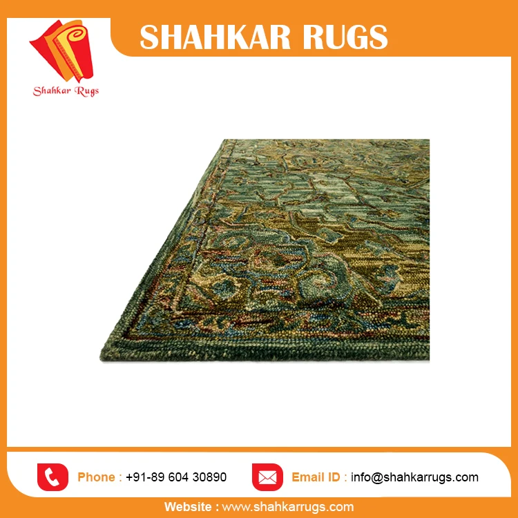 Custom Design Hand Tufted Rugs VK 20 Dark Green Tobacco Rug Custom Made Rugs Exporter