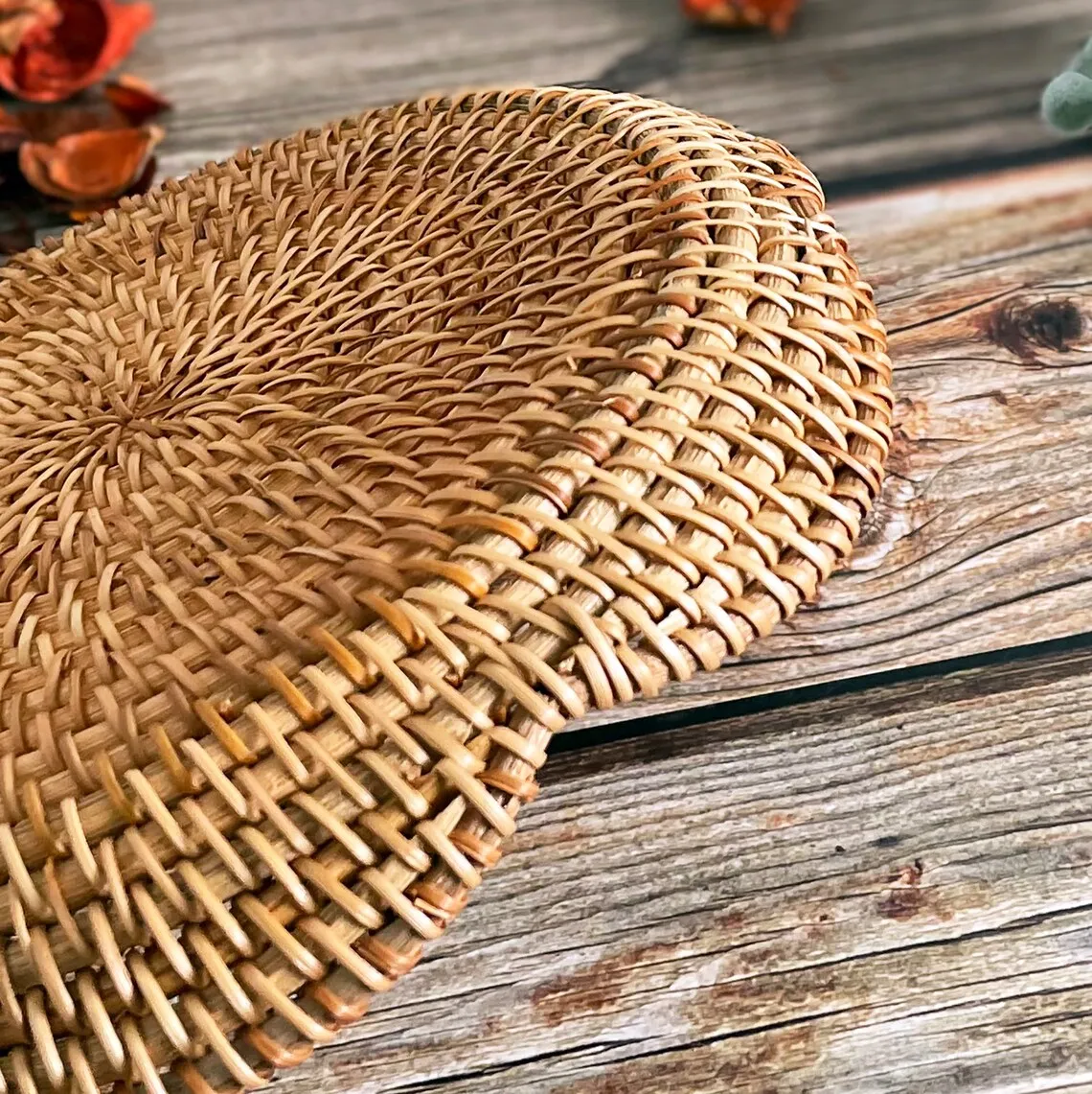 Плетеная тарелка для Catchall из ротанга журнального столика