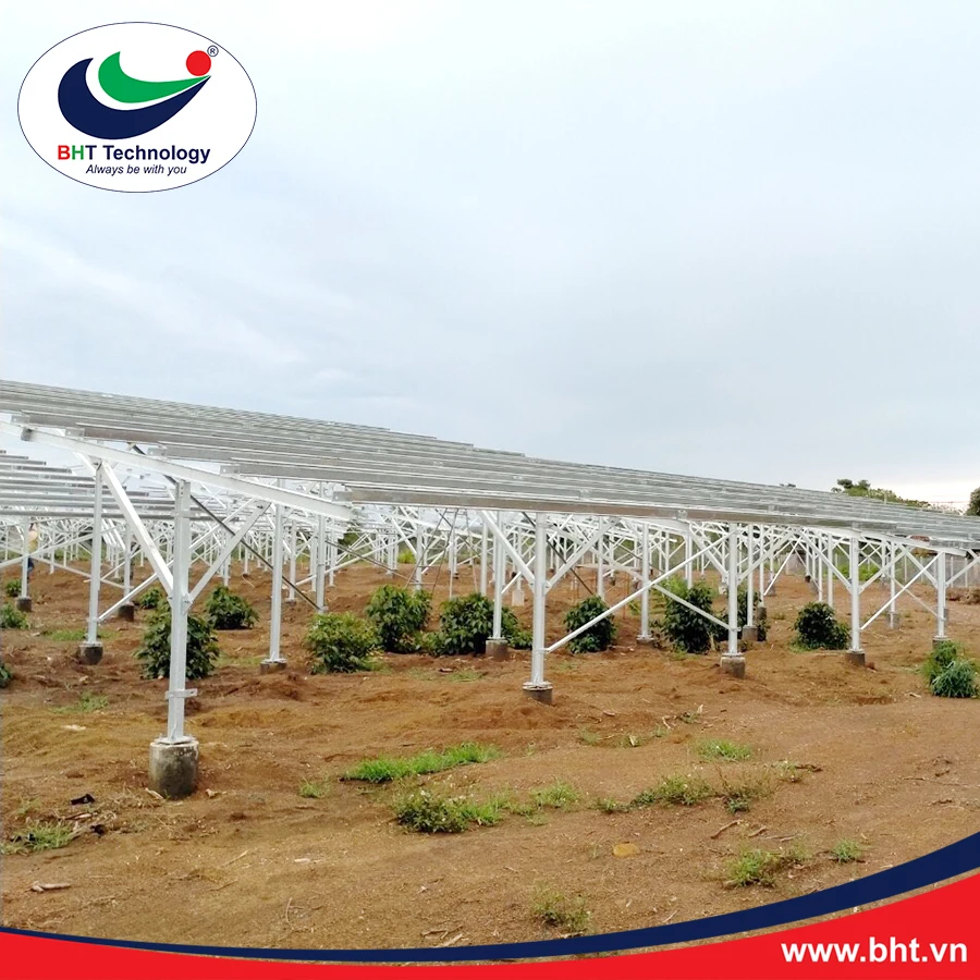 BHT solar panel pole mounting structure system for ground solar energy, made in Viet Nam, high quality.