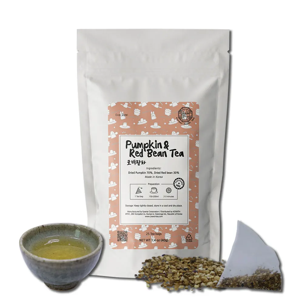 Корейский чай для похудения, чай из тыквы и красных зерен в пирамиде, чайные пакетики с треугольным фильтром, Сделано в Корее