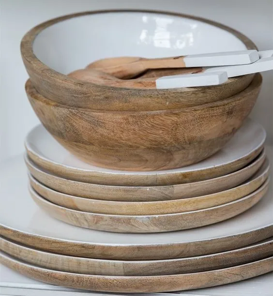 Premium Handmade Natural Mango Wood Bowls Wooden Home Decorative Table Bowl With Holes for Food