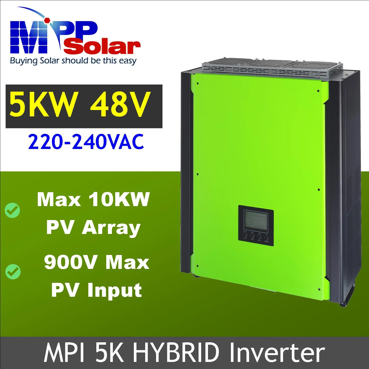 (MPI 5kw plus) 230vac 5000w 48vdc Hybrid Solar inverter + MPPT solar charger MAX PV input 900vdc + Battery Charger 60A