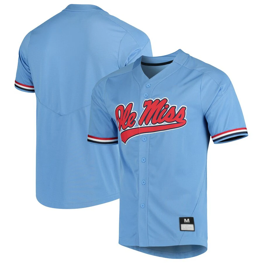 Light Blue Ole Miss Rebels Vapor Untouchable Elite Full-Button Baseball Jersey