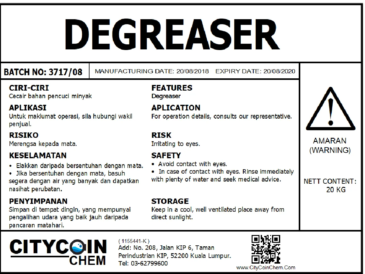 High Effective Grease Removal Alkaline Degreaser Liquid Cleaner Detergent to Remove Grease & Oil