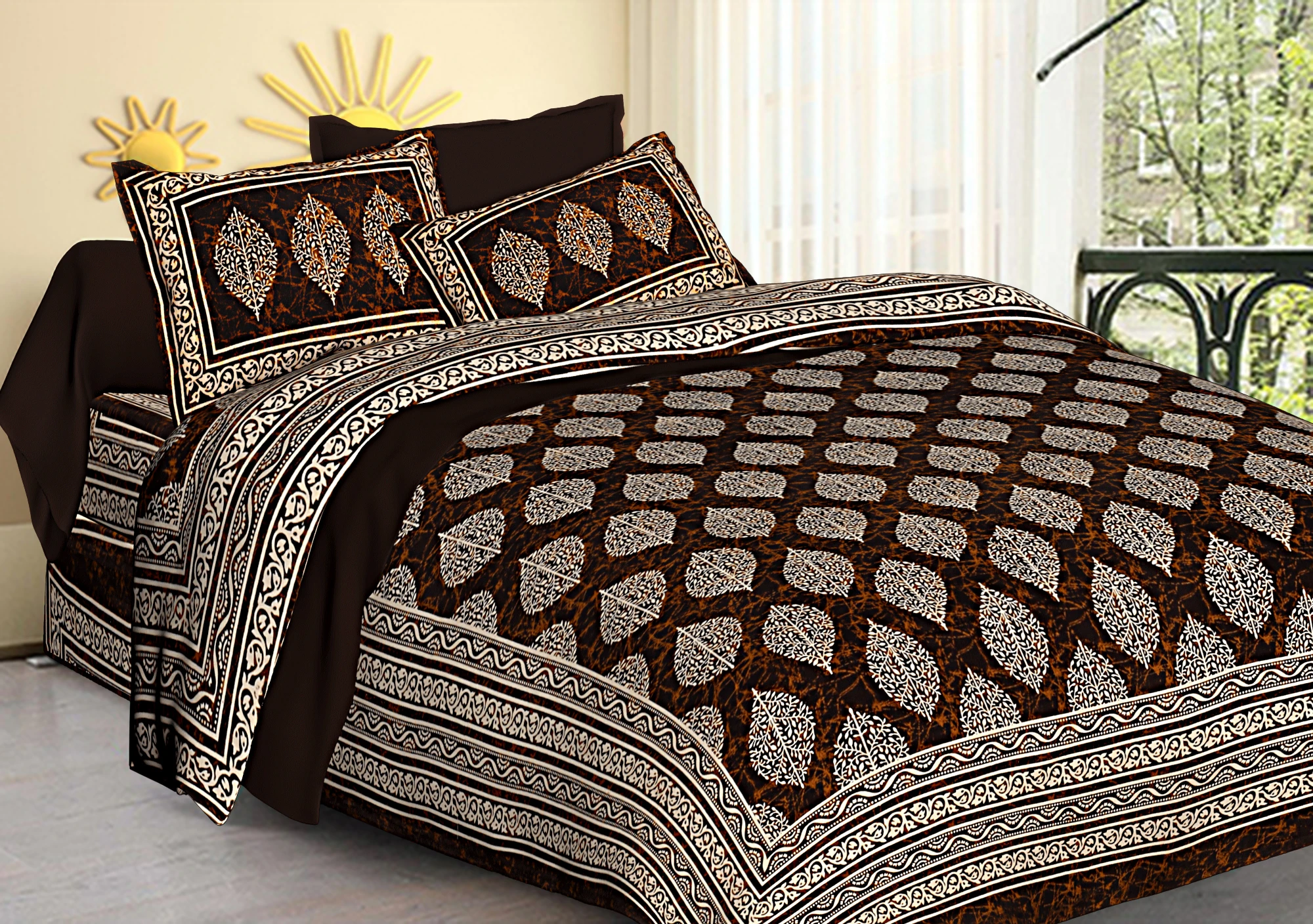 Bedspread Cotton Fabric Handmade King Size Bedsheet Red Color Beautiful Royal Look Multiple Color