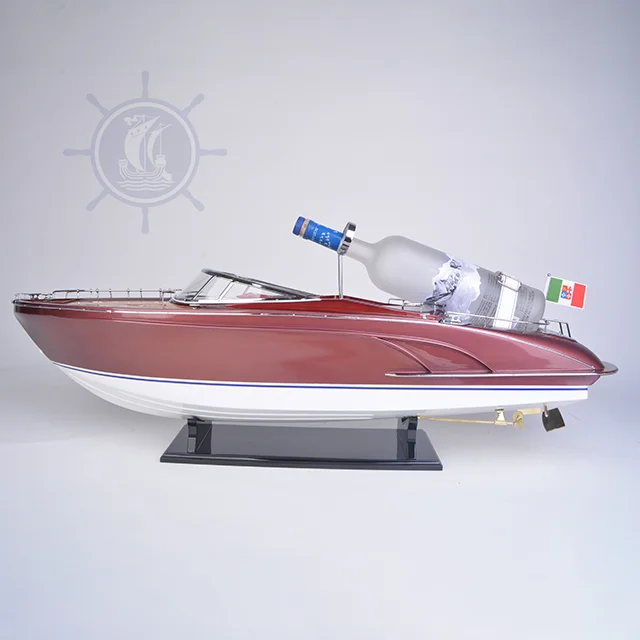 Riva Rama Model Ship with Wine Holder 90 cm Handcrafted Wooden Replica with Display Stand, Collectible, Decor, Gift, Wholesale