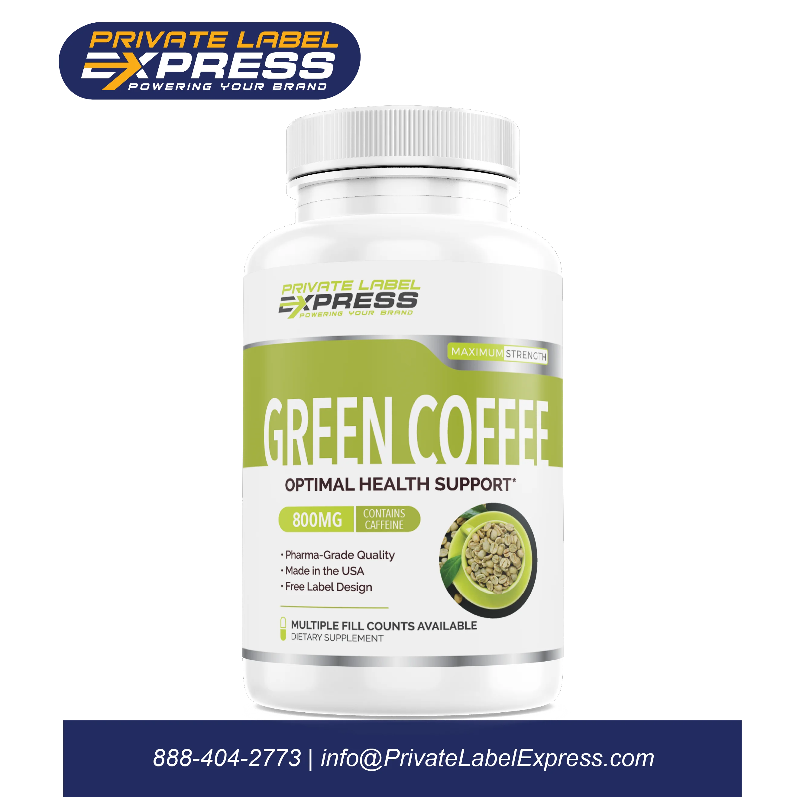 
Green Coffee 800 mg, 60 ct - Vegetable Capsules 