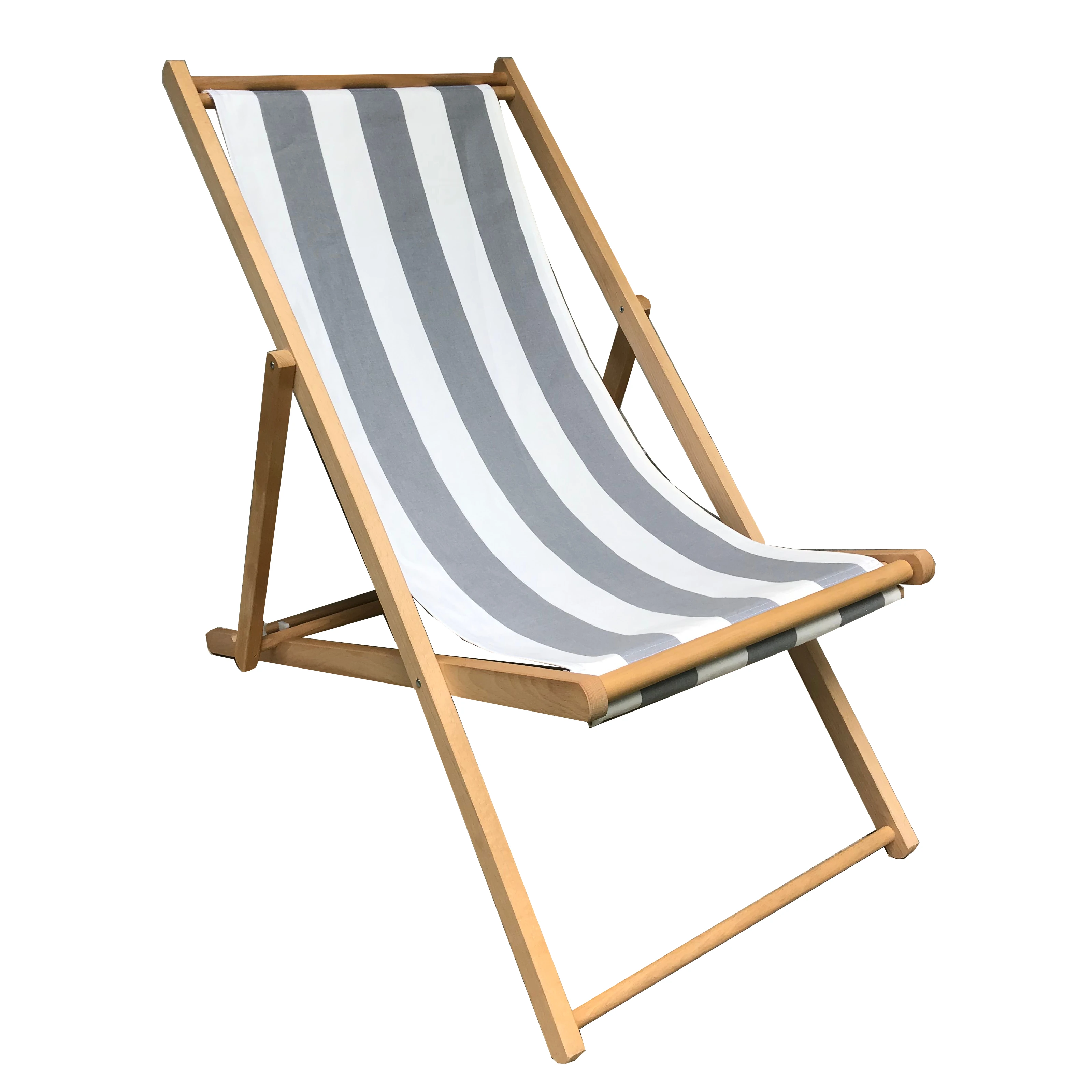 High quality Made in Italy Folding sea deck-chair 3-positions in solid beech wood with removable cloth Betty for outdoor use