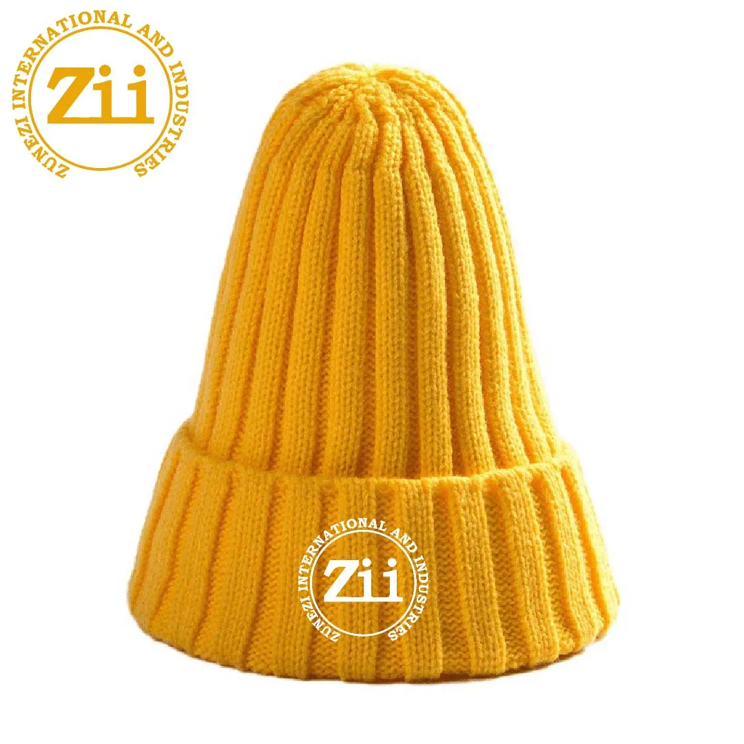 High Quality Custom Mens Acrylic Ribbed Beanie hat, PVC Patch Logo Black Winter Hat, Wholesale Plain Fisherman Knitted Beanie