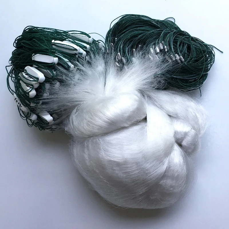 Nylon/polyester twine monofilament fishing net gillnet wholesale single or three layers lead float and rope