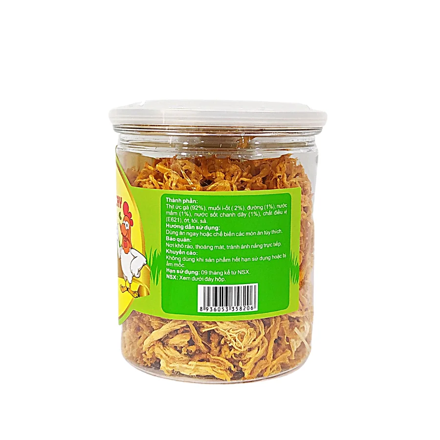 Dried Spicy and Sour Shredded Chicken 100g (jar) Delicious Dried Spicy and Sour Chicken Hot item meat snacks in Vietnam