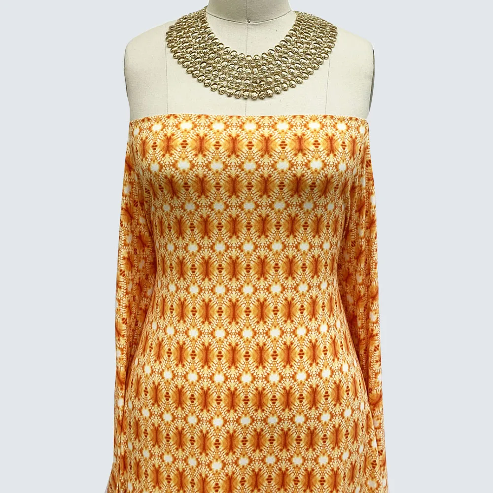 Мускусная Дыня Оранжевый ржавчины «вареный» эффектом деграде (переход от темного к печати на двухсторонний матовый вытянутая текстурированная нить из эластичной ткани для оптовой торговли-стиль P-1477-668