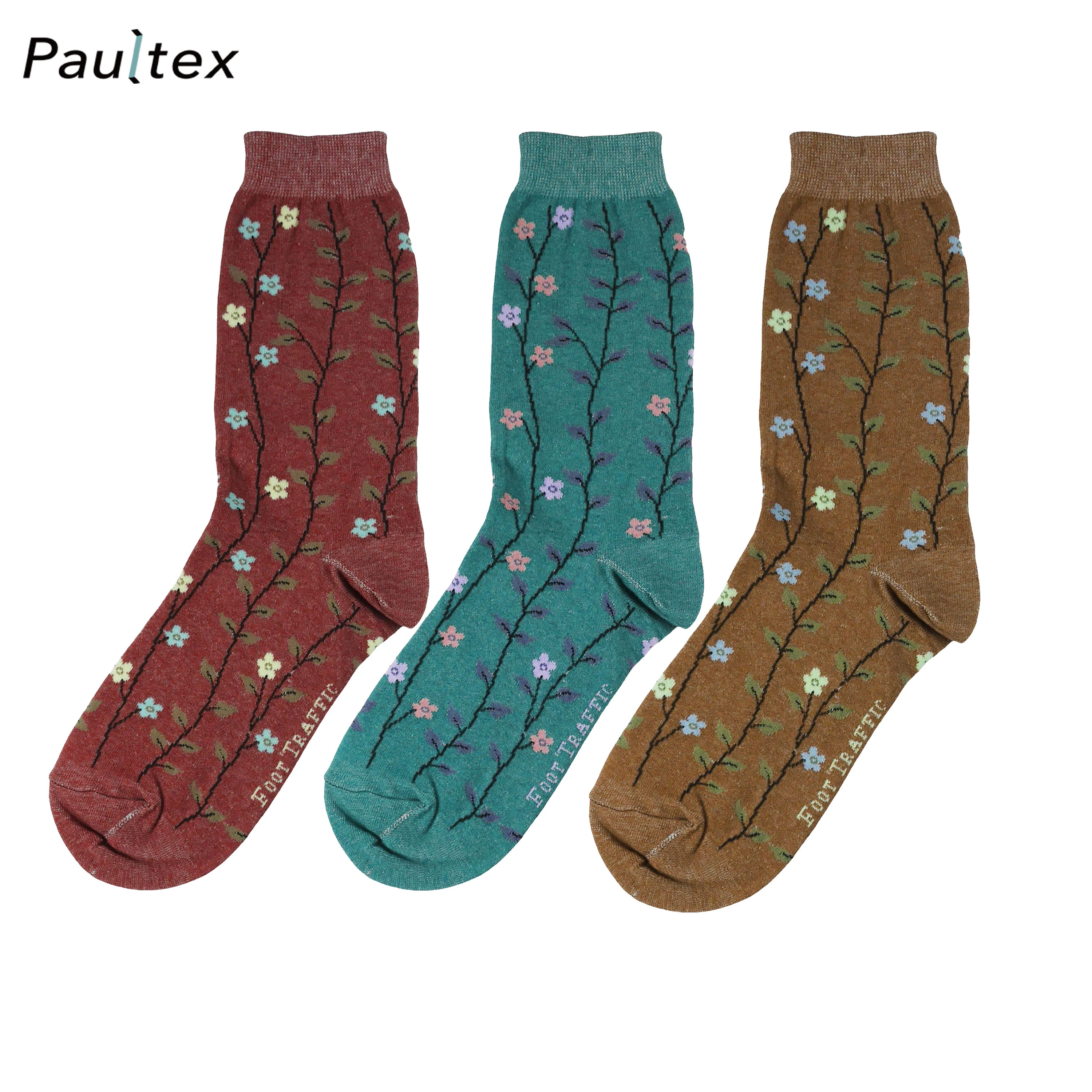 
Custom Trendy Novelty Flower Floral Leaf Knit Knitting Socks 