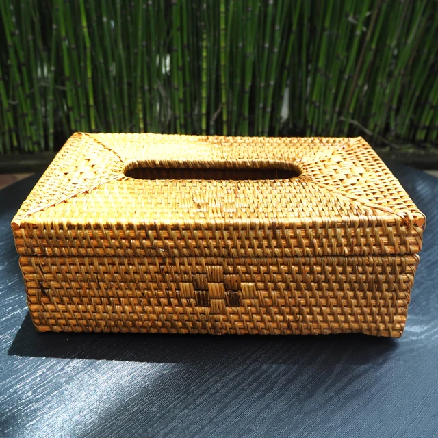 Wholesale Natural RattanTissue Box  Holder, Hand Woven Rattan Tissue Boxes