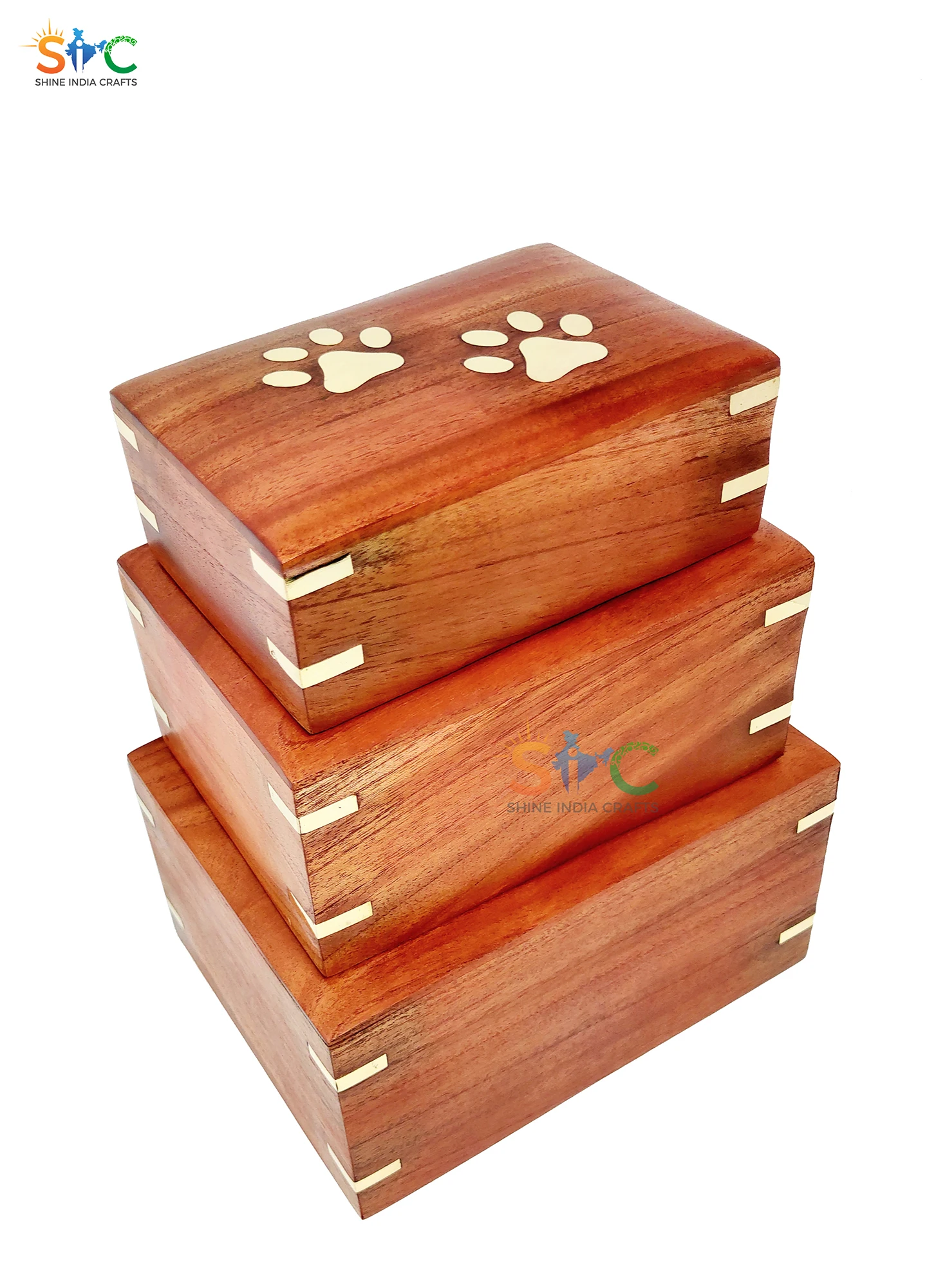 Wooden Pet Urn Set Of 03
