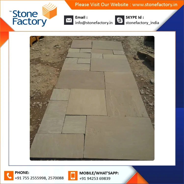 New Design Raj Green Patio Pack Natural Outdoor Sandstone Paving Tiles and Blocks with Honed Surface Finish Low Price