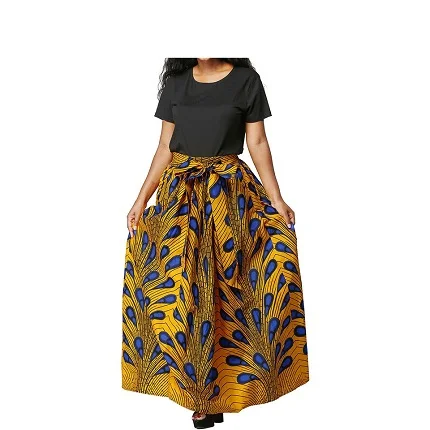 Wholesale Manufacturer Latest African Fashion Cotton Dashiki African Print Ladies Long Skirt