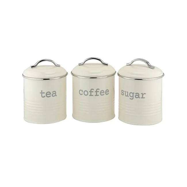 Top Selling Wholesale Pure Stainless Steel Kitchen Storage Canister Air Tight Canister Sugar Coffee Tea Canister Set Funky Color