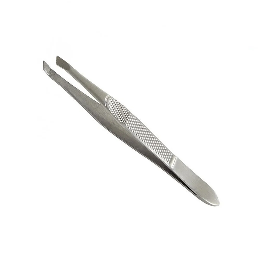 Professional High Quality Slanted Tip Eyebrow Clip Stainless Steel Silver Plucker