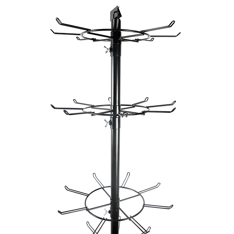 6 tiers spinner display rack rotating key chain display stand floor rack 48 hooks