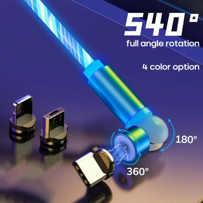 LED Magnetic 3 in1 2.0A USB Cable with LED indicator Used for Micro USB Lightning Type C