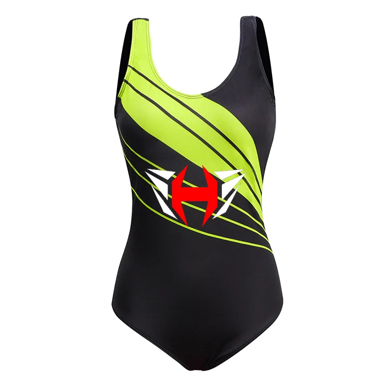 
2021 New Professional Sport Print Neno Yellow One Piece Swimsuit Women Plus Size XXXL Swimwear Sexy Backless Beach Bathing Suit 